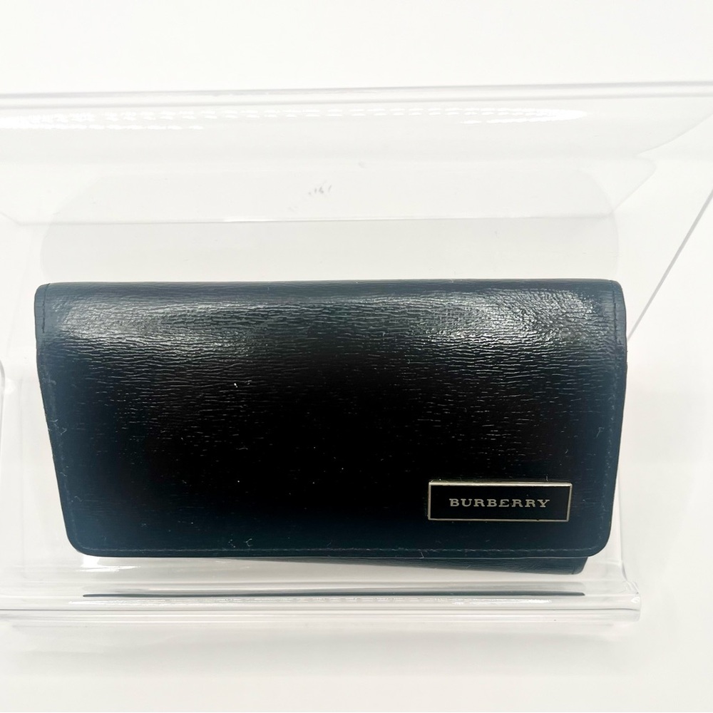 Burberry 🎄Black Leather Key Holder Wallet w/Novacheck Interior EUC - Picture 3 of 8